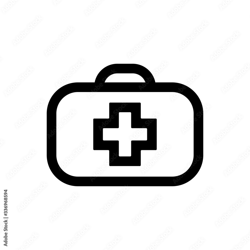 Medical bag line icon, outline vector sign, linear style pictogram isolated on white. First aid kit symbol, logo illustration. Editable stroke. Pixel perfect Medical bag line icon, outline vector sign, linear style pictogram isolated on white. First aid kit symbol, logo illustration. Editable stroke. Pixel perfect