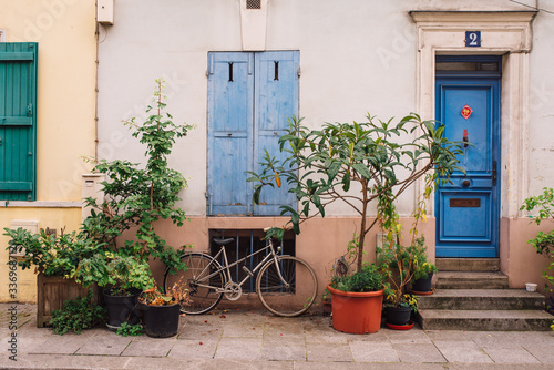 Fototapeta Naklejka Na Ścianę i Meble -  Cremieux Street Rue Cremieux , Paris, France. Rue Cremieux in the 12th Arrondissement is one of the prettiest residential streets in Paris.