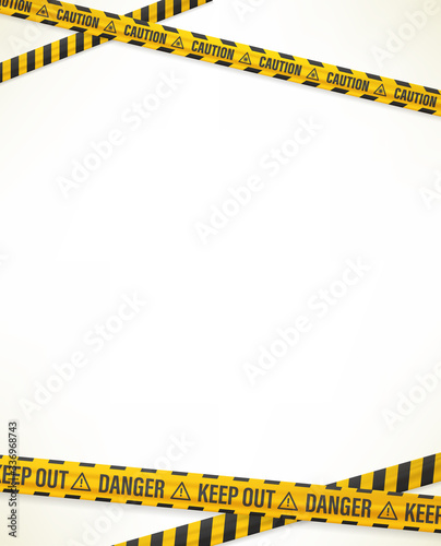 Warning tapes on white background. Vector design template