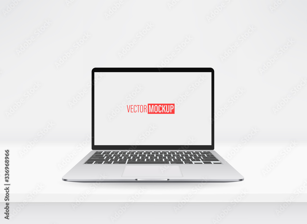 Vector mockup with modern laptop on a table Vector mockup with modern laptop on a table