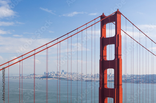 Golden Gate Bridge in San Francisco. View on Downtown.