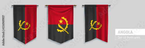 Set of Angola waving pennants on isolated background vector illustration