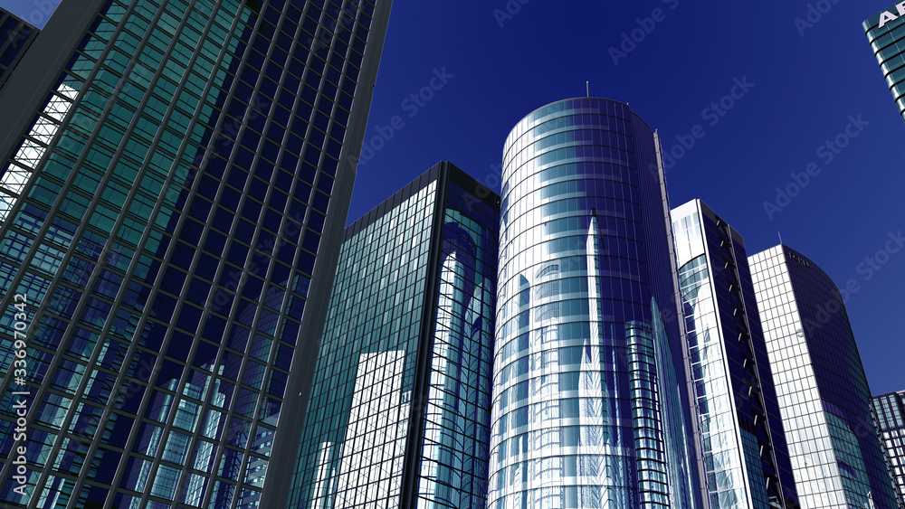 Modern Skyscraper Buildings office City Day Sky 3D illustration images