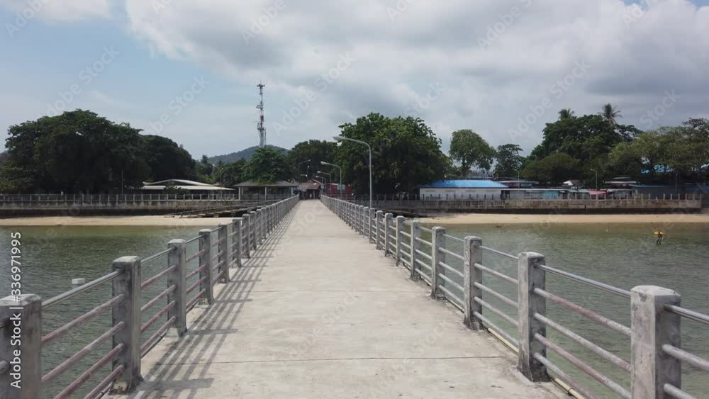 Smooth slow passage over the Ravai Bridge in Thailand, Phuket Smooth slow passage over the Ravai Bridge in Thailand, Phuket