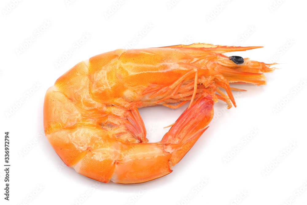 Close up Boiled shrimp on white background. Close up Boiled shrimp on white background.