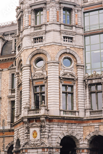 the appearance of the main railway station of Antwerp, Belgium.part of building.