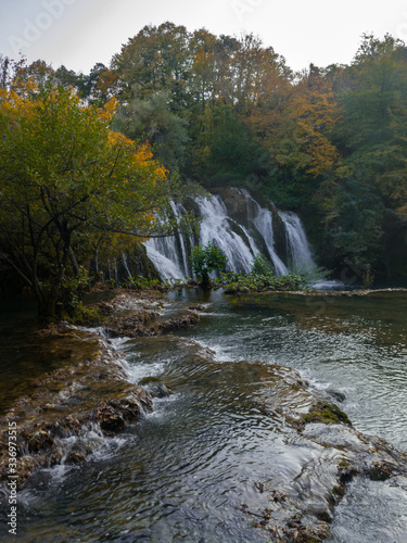 The Big Waterfall, known as the Milančev buk, is the largest and most beautiful part of Martin Brod on Una river in national park Una. photo