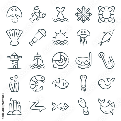  Pack Of Undersea Doodle Icons  