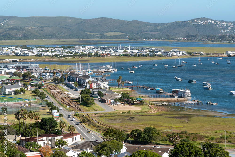 Knysna, Western Cape, South Africa. 2019.  An overview of Knysna and the lagoon on the garden route in the Western Cape, South Africa.