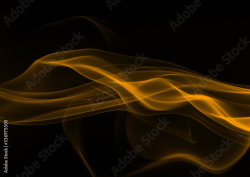 Yellow smoke abstract on black background, fire design