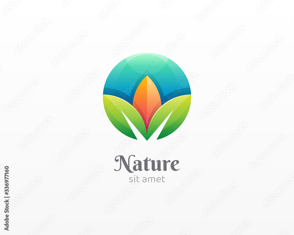 Circle leaf logo. Creative green nature vector icon Circle leaf logo. Creative green nature vector icon