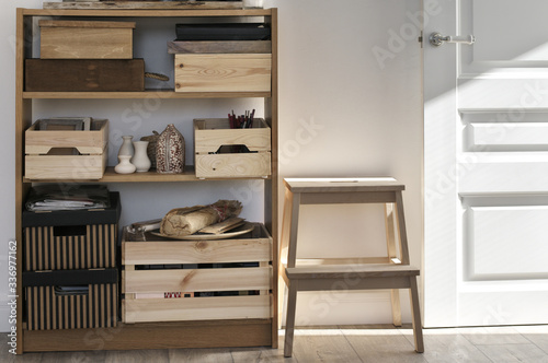 Simple home interior details at sunlight