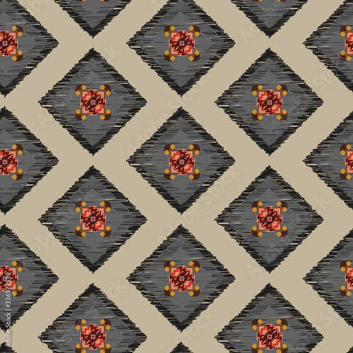 Drapery curves pagan tripe seamless pattern. Indian old surface background. Vector ornament.