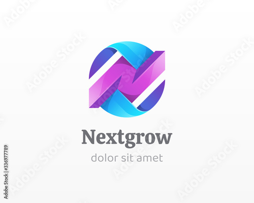 Letter n logo. Creative colorful growing symbol with letter mark icon.