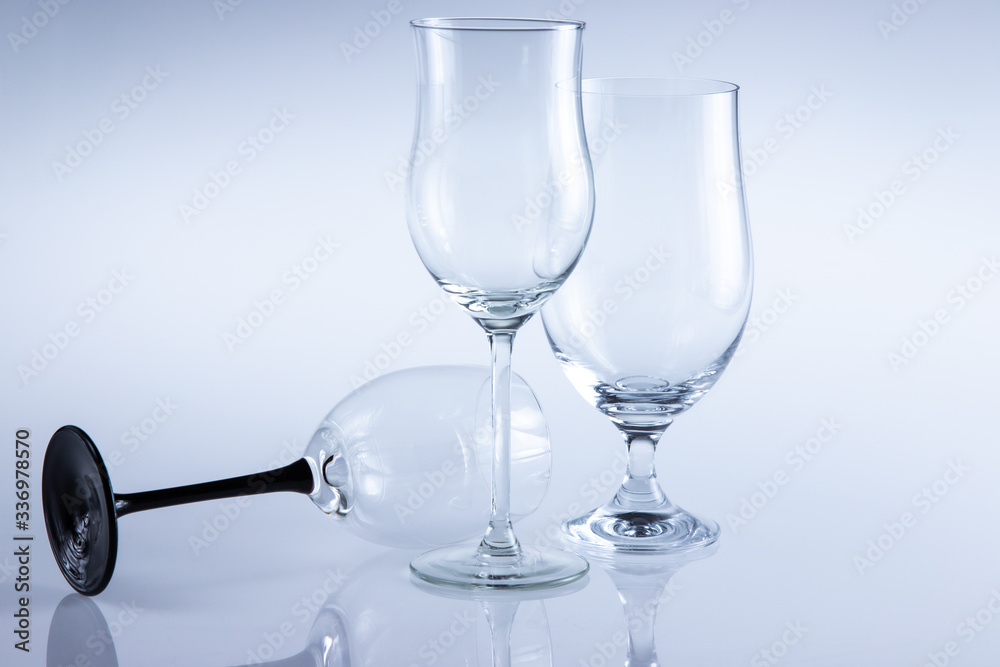 empty glasses for wine and beer isolated empty glasses for wine and beer isolated