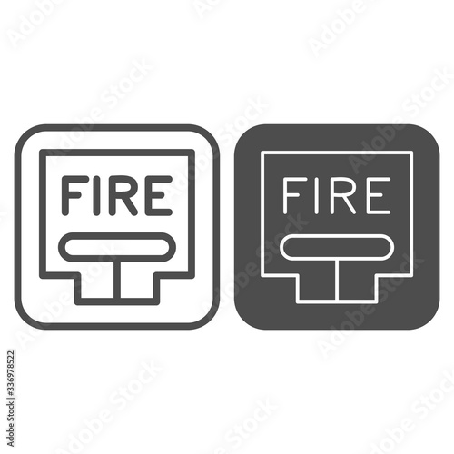 Emergency Fire Lever line and solid icon. Fire alarm pull station outline style pictogram on white background. Firefighting call point button for mobile concept and web design. Vector graphics.