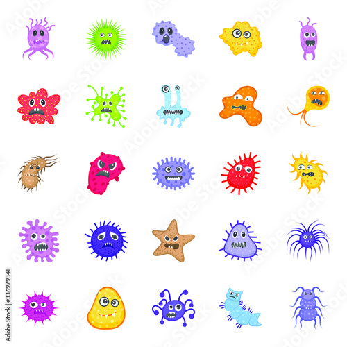 
Scary Microorganism Flat Icons Pack 
