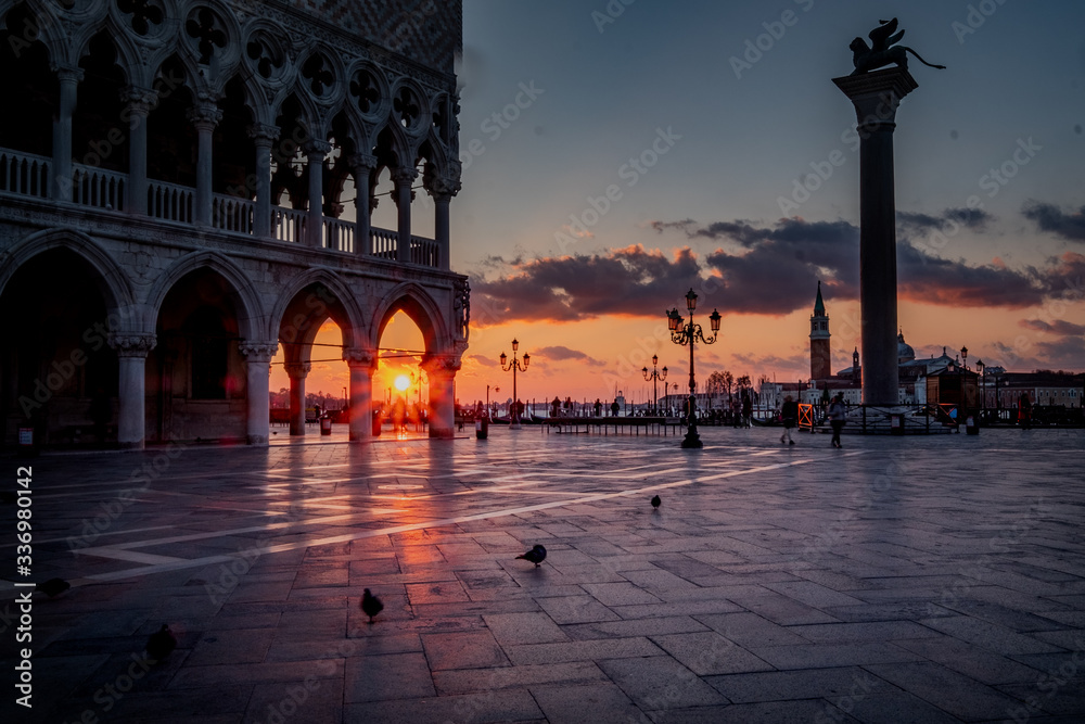 Sunrise at Piazza San Marco (San Marco square), Venice, Italy 