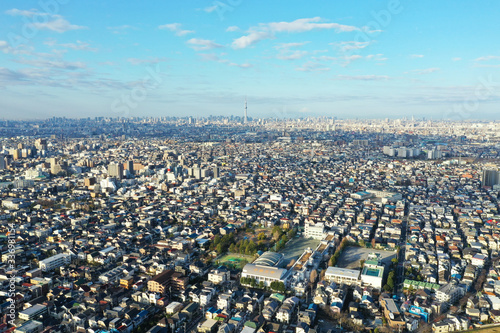 江戸川上空から見た東京
