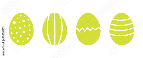 Green pastel Easter eggs with patterns. Easter eggs collection. Vector illustration.