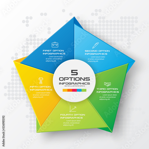 Pentagon element for infographic,Business concept with 5 options,Vector illustration.