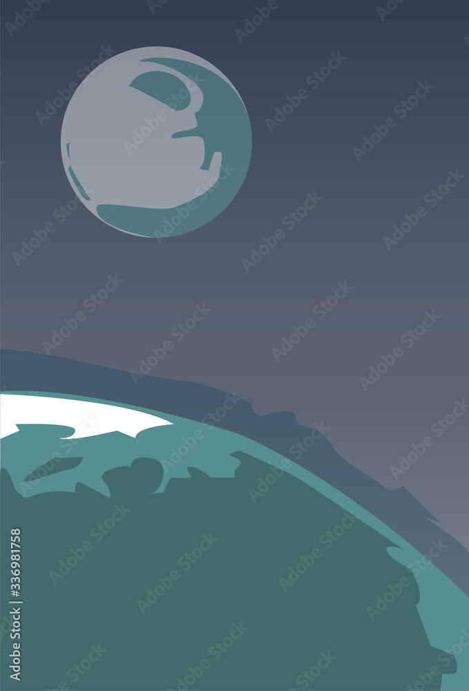 space landscape vector illustration, vector, card with space