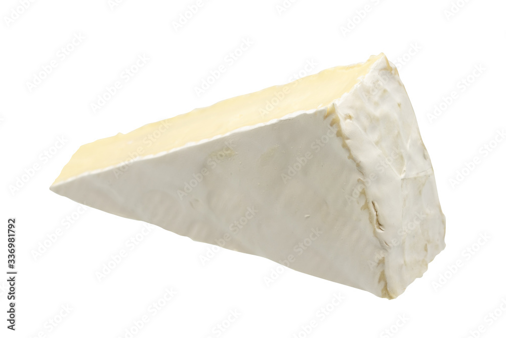 Brie or camambert cheese isolated on white background. Soft cheese covered with edible white mold view from above. Brie or camambert cheese isolated on white background. Soft cheese covered with edible white mold view from above.