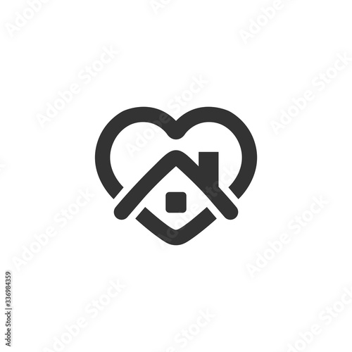 Heart with house icon. Stay at home symbol modern, simple, vector, icon for website design, mobile app, ui. Vector Illustration