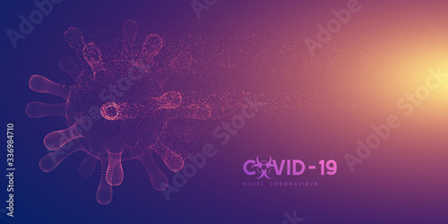 Coronavirus, virus strain of MERS-Cov and Novel coronavirus 2019-nCoV, Covid-19. Vector concept of destroyed 3d dangerous virus, particles explosion effect.
