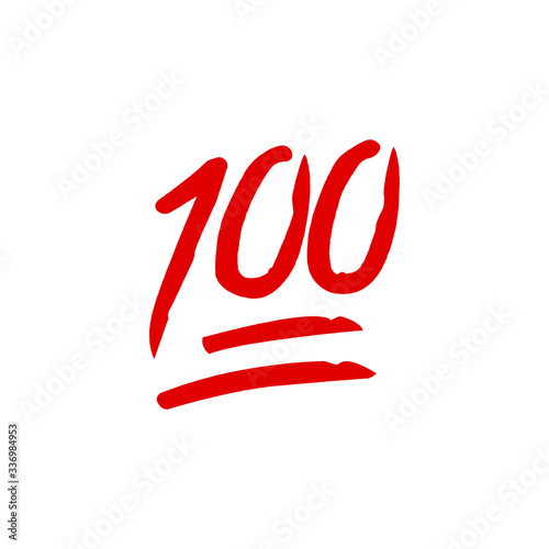 Hundred points emoji. Red hundred symbol modern, simple, vector, icon for website design, mobile app, ui. Vector Illustration photo