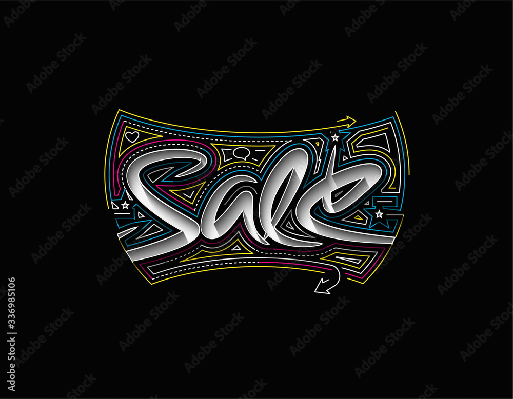 Sale Calligraphic 3d Style Text shopping poster vector illustration Design.