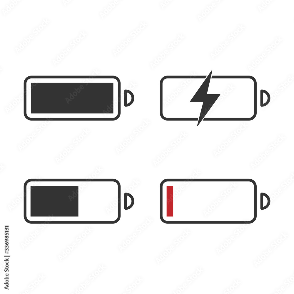 Set of battery level icon. Power symbol modern, simple, vector, icon for website design, mobile app, ui. Vector Illustration Set of battery level icon. Power symbol modern, simple, vector, icon for website design, mobile app, ui. Vector Illustration