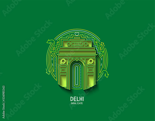 Gateway of India icon, Element design in outline style. Line art vector illustration.