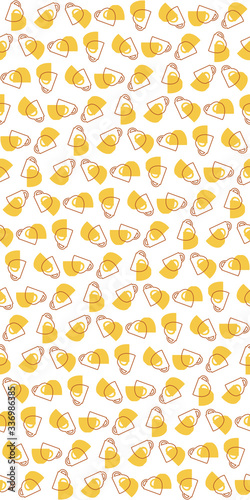 Seamless pattern silhouette of coffee and tea cups, in different rotation