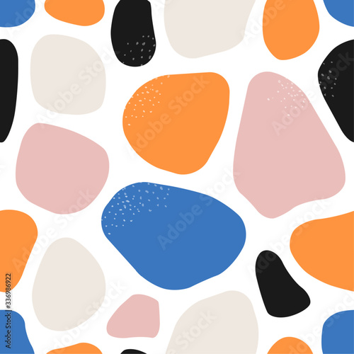 Trendy hand drawn organic shapes seamless repeating pattern