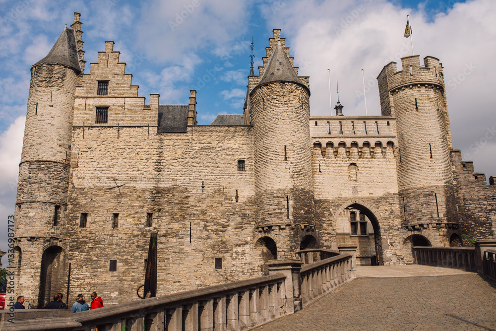 Antwerp castle Het Steen on a Sunny day