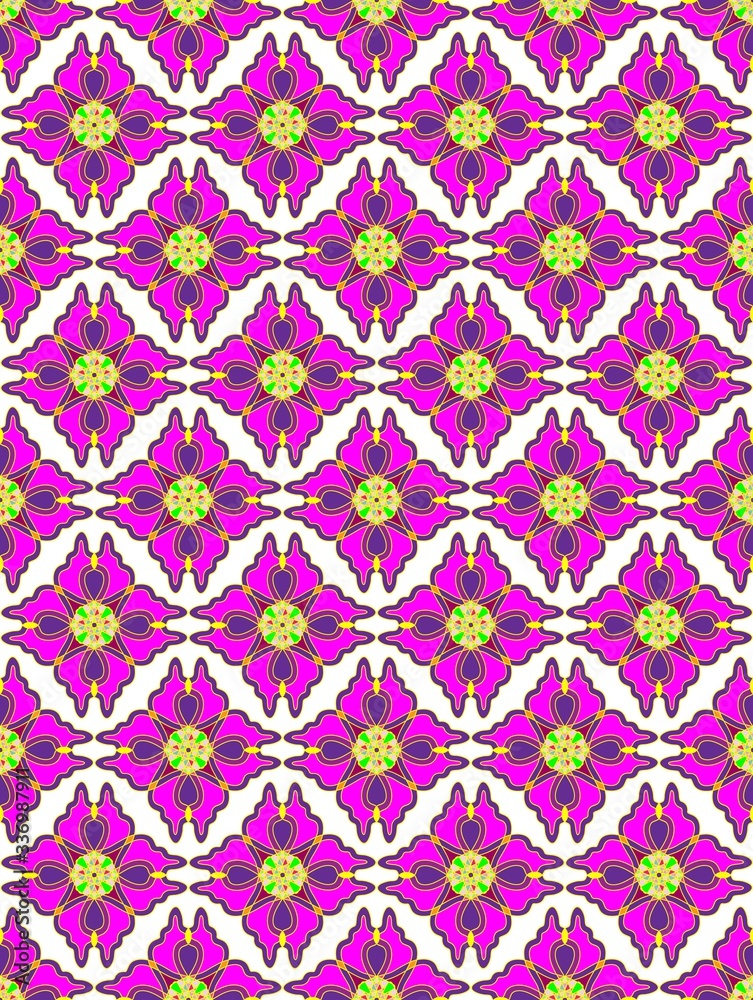 vertical flower cover. seamless pattern. bright pink ornament. mosaic. design of printed products, packaging, textiles. print, Wallpaper.
