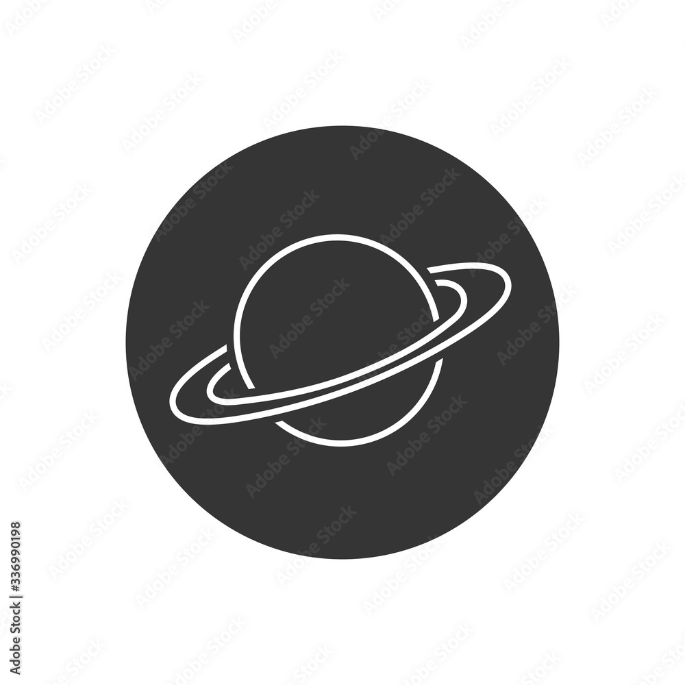 Saturn line icon in flat style. Planet vector illustration on white isolated background. Galaxy space business Saturn line icon in flat style. Planet vector illustration on white isolated background. Galaxy space business