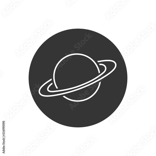 Saturn line icon in flat style. Planet vector illustration on white isolated background. Galaxy space business