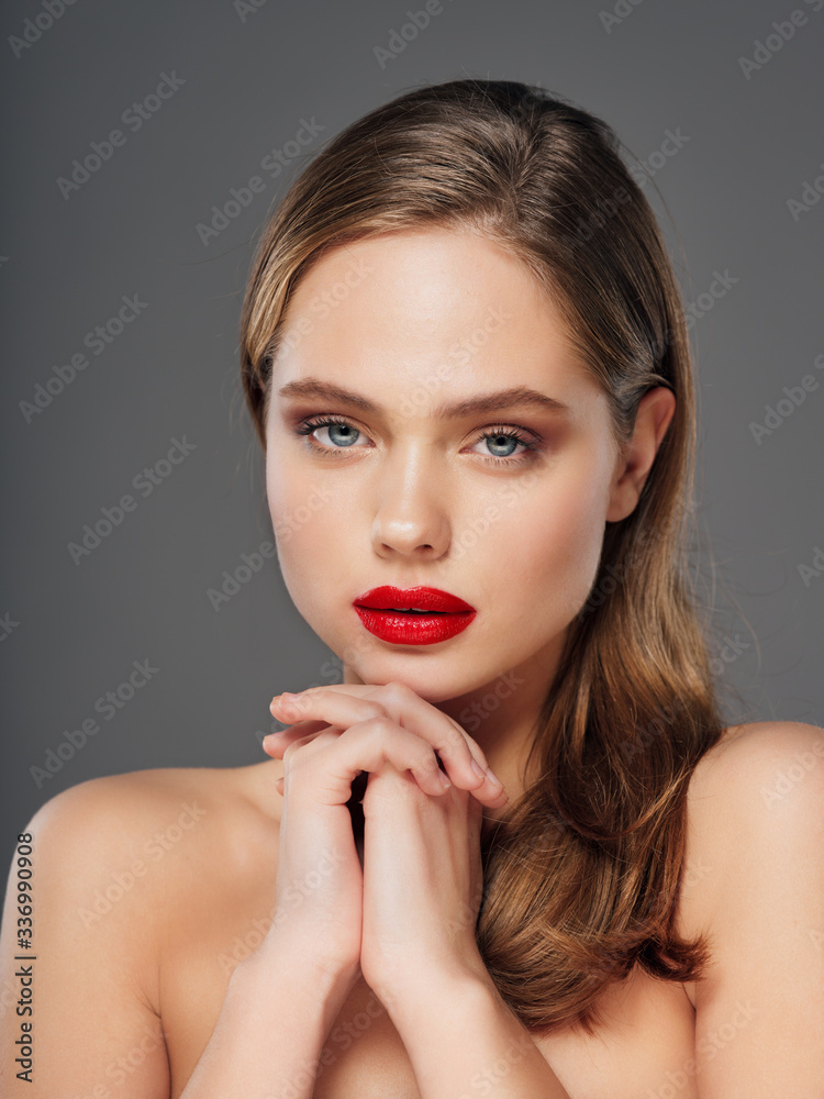 Charming lady with bright makeup closeup portrait Charming lady with bright makeup closeup portrait