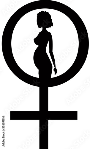 Pregnancy. Female silhouette. Mirror of Venus. Gynecology and medicine. Reproduction and beauty. Design for poster and flyer.