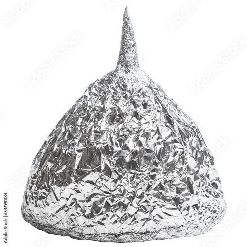 Foil hat on white background