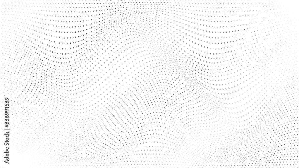 Abstract halftone wave dotted background. Modern monochrome background. Futuristic grunge pattern, dot, wave. Vector modern optical halftone texture for sites, poster, business card, cover.