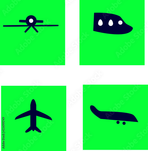Four buttons of various symbols of airplanes. Planes icon.