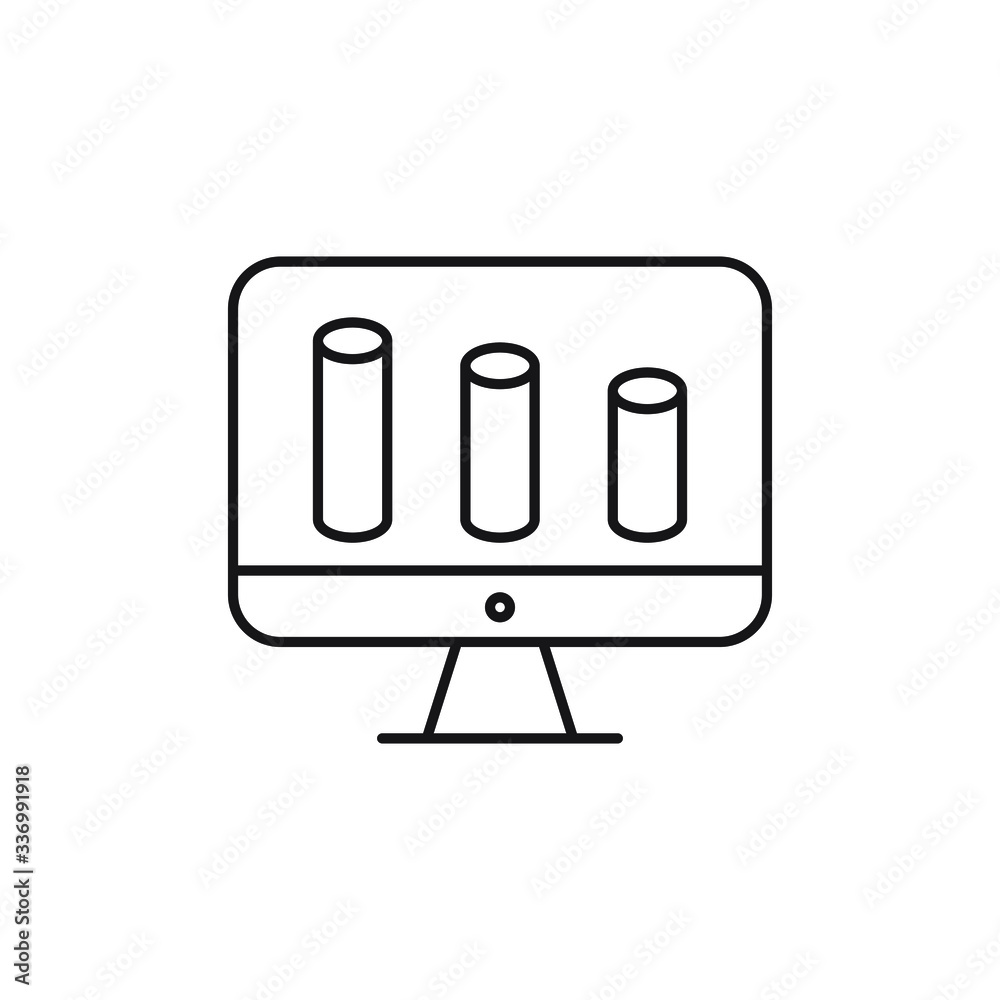 Chart on monitor line icon vector isolated