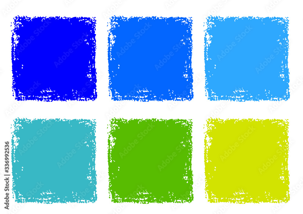 青色水色緑色のクレヨンで描かれた四角形のテクスチャ背景素材セット Vector De Stock Adobe Stock