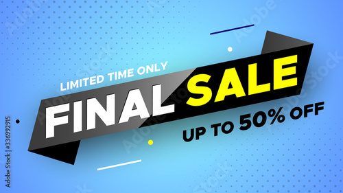 Final sale banner, up to 50% off. Vector illustration.