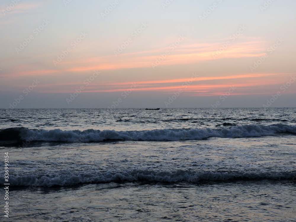 Beautiful sunset beach, Evening sea, Vacation Beautiful sunset beach, Evening sea, Vacation