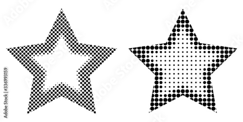 Abstract halftone dots star icons.