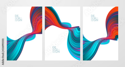 Set of colorful flow poster backgrounds. Modern design. photo